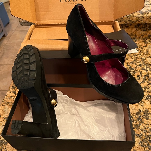 Suede black coach Mary Jane heels nwb - Picture 6 of 6